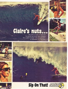 Claire-rips on Sector9 skateboards and charges Backdoor Pipe on her JC surfboard