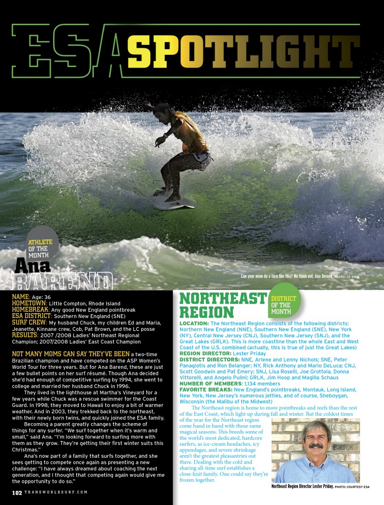 ANA in TransWorld SURF magazine - ESA spotlight article