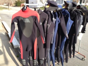 very nice selection of used wetsuits @ Living Water!