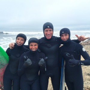 The Barend family enjoy some Winter surf time together!